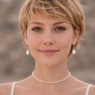 muse wears white freshwater pearl drops