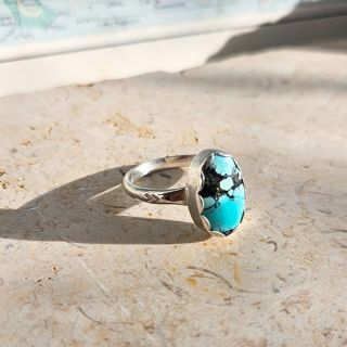 deep turquoise gemstone silver ring