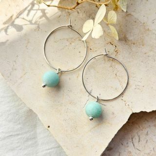 amazonite and argentium silver hoop earrings