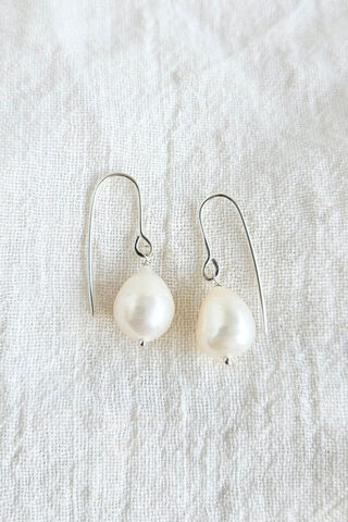 White Freshwater Pearl Teardrop Earrings