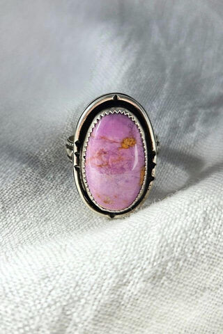 Silver Tribal Ring with Phosphosiderite Gemstone