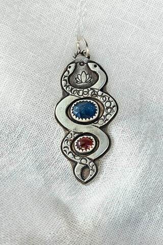 Chi Serpent Pendant with Kyanite and Tourmaline